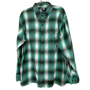 Lands‎ End Traditional Fit XL Button Down Green Plaid Shirt Easter